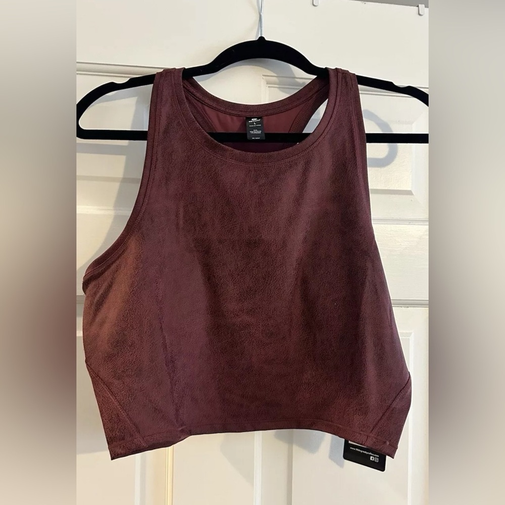 Vintage Lux Women's Burgundy Tank Top Crop Top Sports Bra Maroon sz L NWT $42